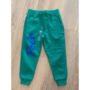Polo Ralph Lauren Kids Green Joggers Sweatpants Size 4 Logo Pockets‎ NEW